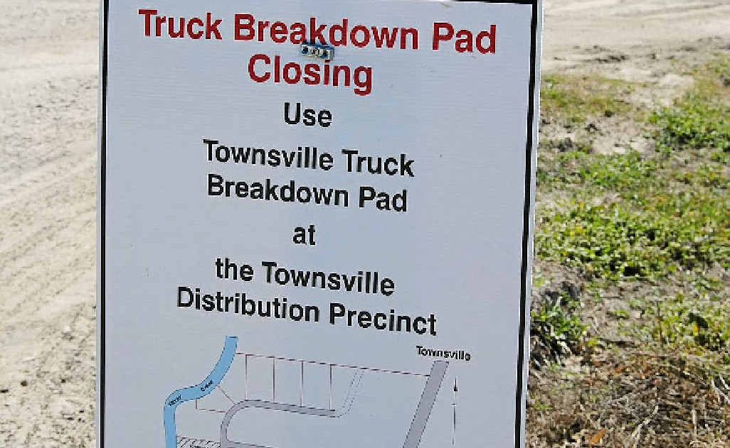The sign at the entrance of the old breakdown pad advising it will be closed. The sign at the entrance of the old breakdown pad advising it will be closed.